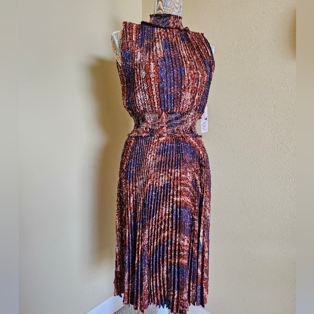 Nanette Lepore snake print sleeveless dress brown smocked 4 New with tags